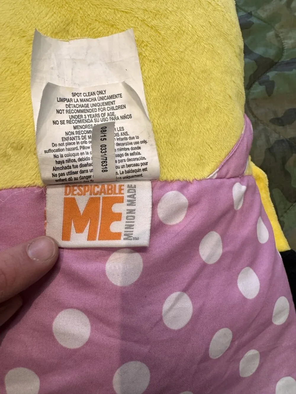 Despicable Me Minion Plush Pillow Pink Polka Dot Outfit
